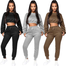 Load image into Gallery viewer, Warm Cotton Crop Top Jogger Suit
