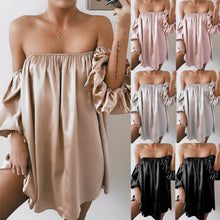 Load image into Gallery viewer, Satiny Ruffled Hem Tube Top Dress
