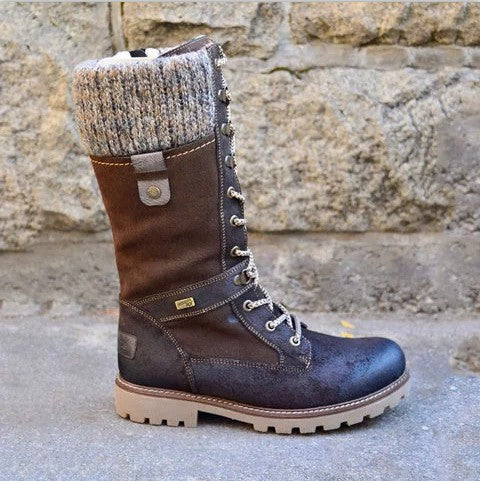 All-Weather Laced Boots with Wool Trim