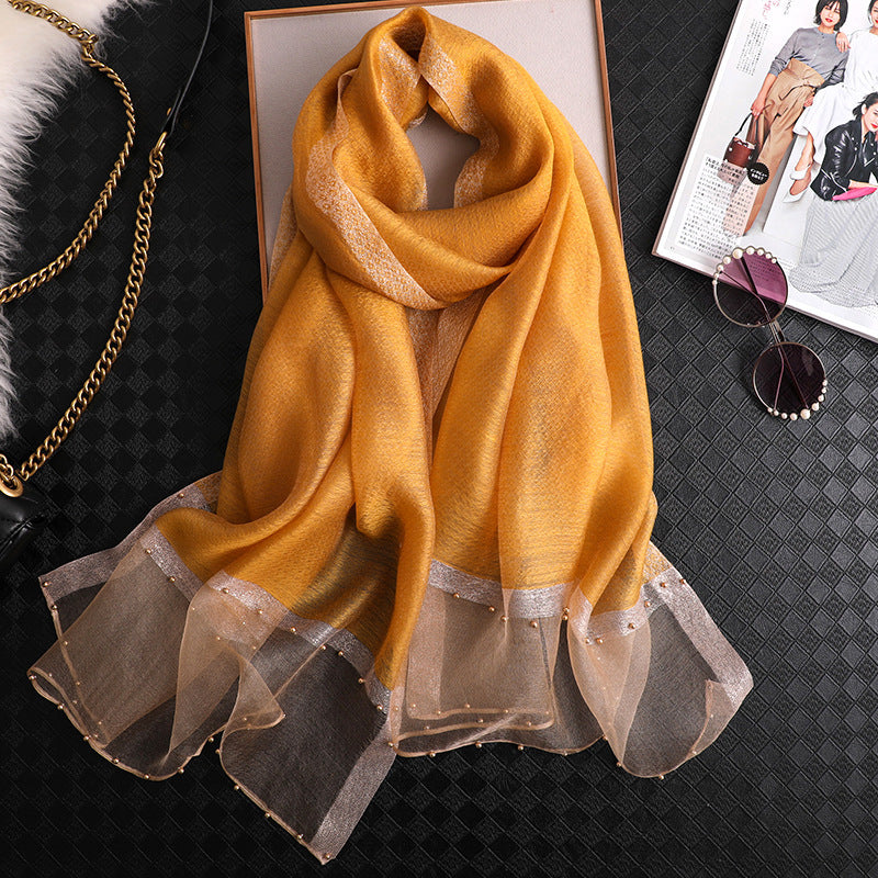 Satin & Mesh Accented Scarf