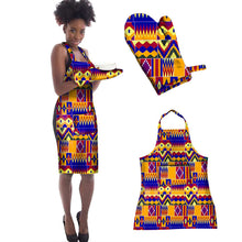 Load image into Gallery viewer, Vibrant African Graphic Print Apron Set
