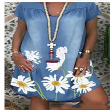 Load image into Gallery viewer, Flowered Denim Dress
