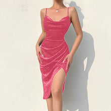 Load image into Gallery viewer, Velour Strapless Slit Dress
