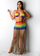 Load image into Gallery viewer, Rainbow Crochet Fringed 2 Piece Set
