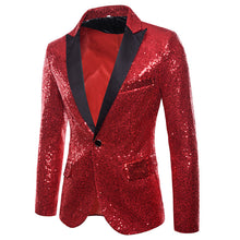 Load image into Gallery viewer, Sequined Single Button Suit Jacket
