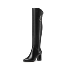 Load image into Gallery viewer, Pointed Square Heeled Knee Boots
