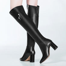 Load image into Gallery viewer, Pointed Square Heeled Knee Boots
