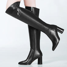 Load image into Gallery viewer, Pointed Square Heeled Knee Boots
