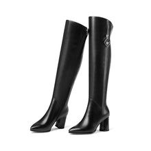 Load image into Gallery viewer, Pointed Square Heeled Knee Boots
