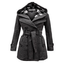 Load image into Gallery viewer, Plaid Accented Woolen Pea Coat
