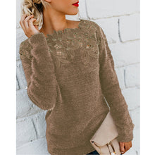 Load image into Gallery viewer, Solid Color Lace Stitched Sweater
