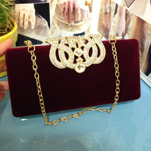 Load image into Gallery viewer, Rhinestone Crown Suede Clutch
