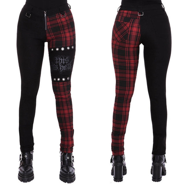 Plaid Accented Detachable Suspender Jeans