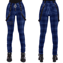 Load image into Gallery viewer, Plaid Accented Detachable Suspender Jeans
