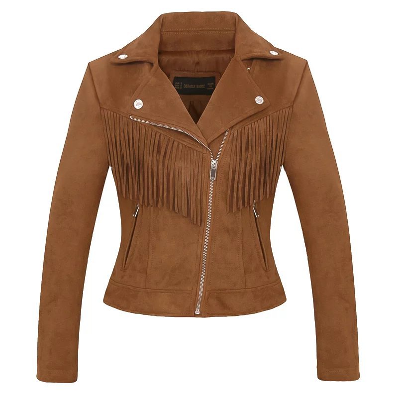 Lapel Tassel Suede Jacket