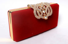 Load image into Gallery viewer, Rhinestone Crown Suede Clutch
