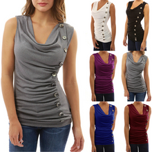 Load image into Gallery viewer, V-neck Sleeveless Button Accented Top
