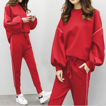 Load image into Gallery viewer, Piped Loose Hooded Sweater &amp; Pants Set
