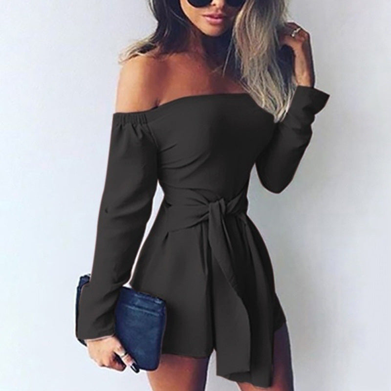 Off the Shoulder Solid Color Romper