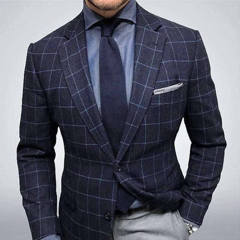 Classic Plaid Suit Jacket