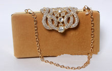 Load image into Gallery viewer, Rhinestone Crown Suede Clutch
