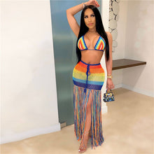 Load image into Gallery viewer, Rainbow Crochet Fringed 2 Piece Set
