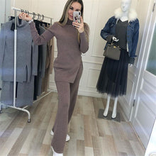 Load image into Gallery viewer, Hip Slit Tunic Knitted Suit
