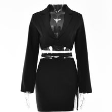 Load image into Gallery viewer, Strapped Jacket and Skirt Set with Slit
