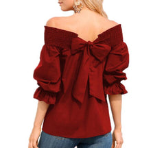 Load image into Gallery viewer, Sexy Off Shoulder Bowknot Shirt
