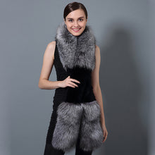 Load image into Gallery viewer, Silver Fox Fur Contrasting Color Scarf
