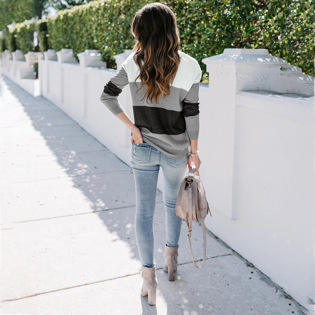 Color Block  Loose Sweater