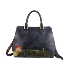 Load image into Gallery viewer, Flower Embossed Leather Handbag
