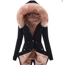 Load image into Gallery viewer, Hooded Drawstring Plush Jacket Women
