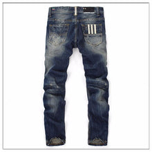 Load image into Gallery viewer, Straight Dark Blue Ripped Jeans
