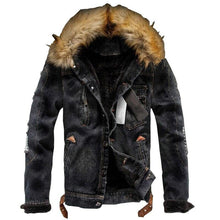 Load image into Gallery viewer, Plush Lined Fur Collared Denim Jacket
