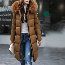 Load image into Gallery viewer, Large Fur Collar Quilted Maxi Coat
