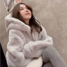 Load image into Gallery viewer, Lamb Plush Hooded Loose Coat Jacket Women
