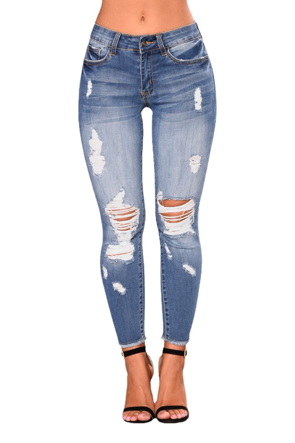 Stretch Cropped Ripped Women's Skinny Jeans