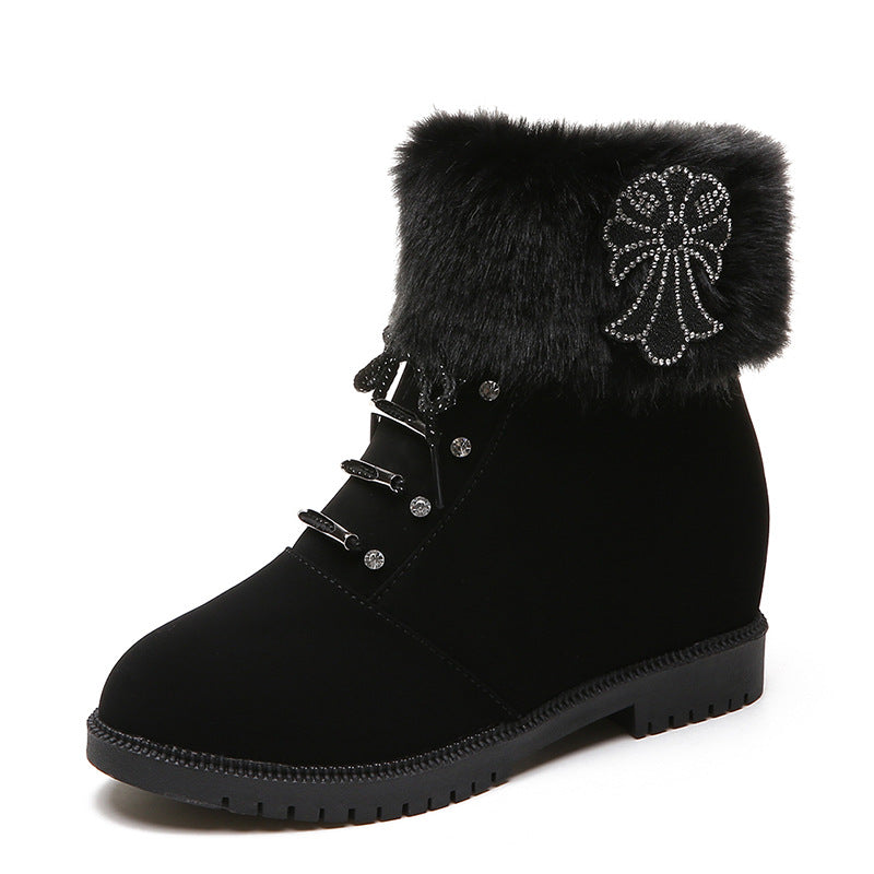 Low-heeled Thick Fur Padded Boots