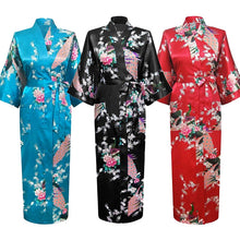 Load image into Gallery viewer, Japanese Satin  Peacock Robe
