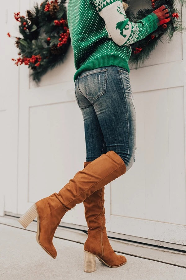 Suede Knee High Stylish Boots