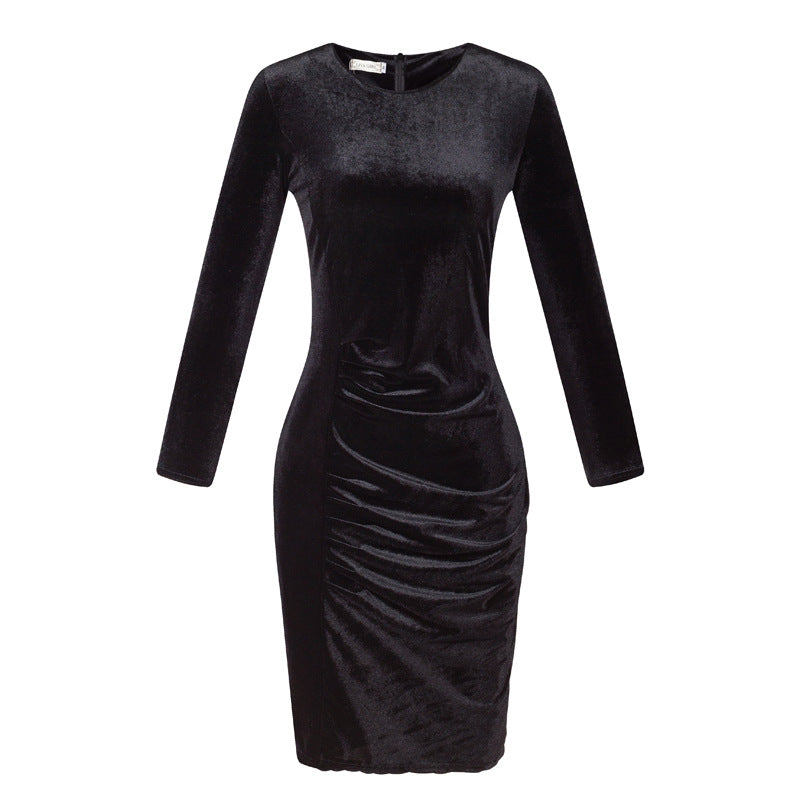 Shimmering Velour Ruched Dress