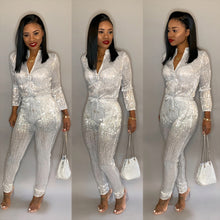 Load image into Gallery viewer, Sequined  V-Neck Jumpsuit
