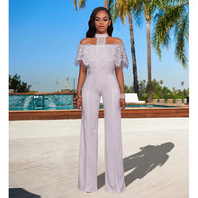 Load image into Gallery viewer, Elegant Wide Leg Off The Shoulder Laced Jumpsuit
