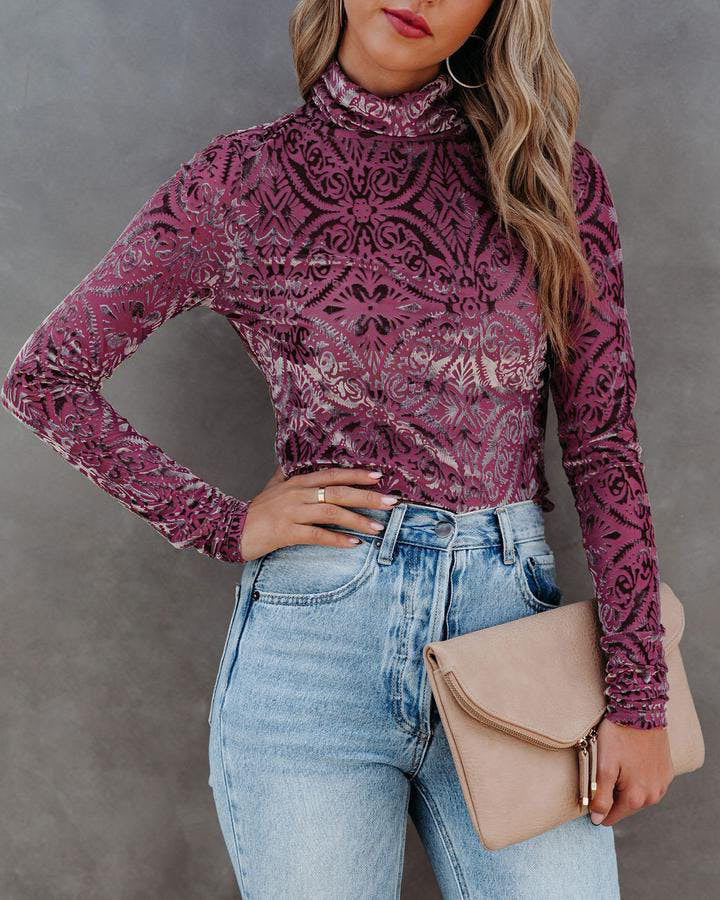 Turtleneck Velvety Top