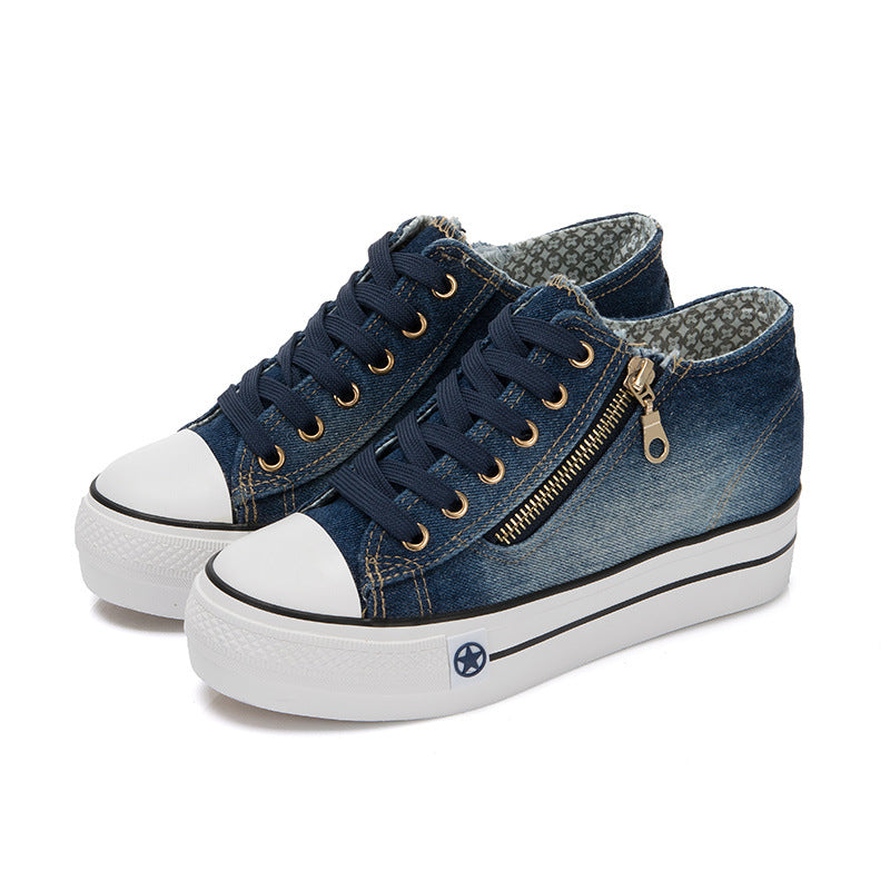 Denim Zippered Canvas Sneakers