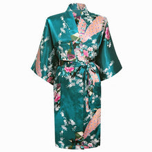 Load image into Gallery viewer, Japanese Satin  Peacock Robe
