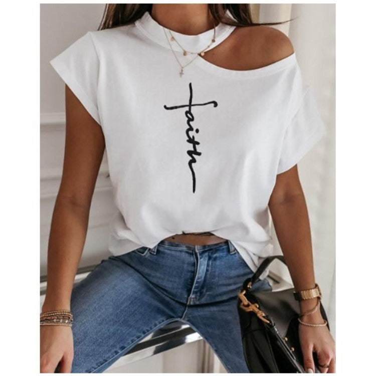 Casual Shoulder Cut Out T-Shirt