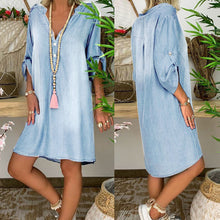 Load image into Gallery viewer, Mid-sleeve Denim Dress
