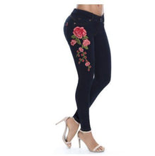 Load image into Gallery viewer, Skinny Floral  Accented Jeans
